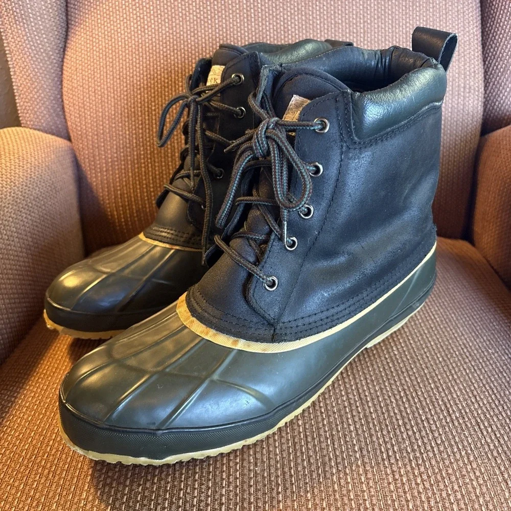 Green Duck Hiking Snow Boots Sz 12 Vintage 1970s Green/Black Excellent Condition
